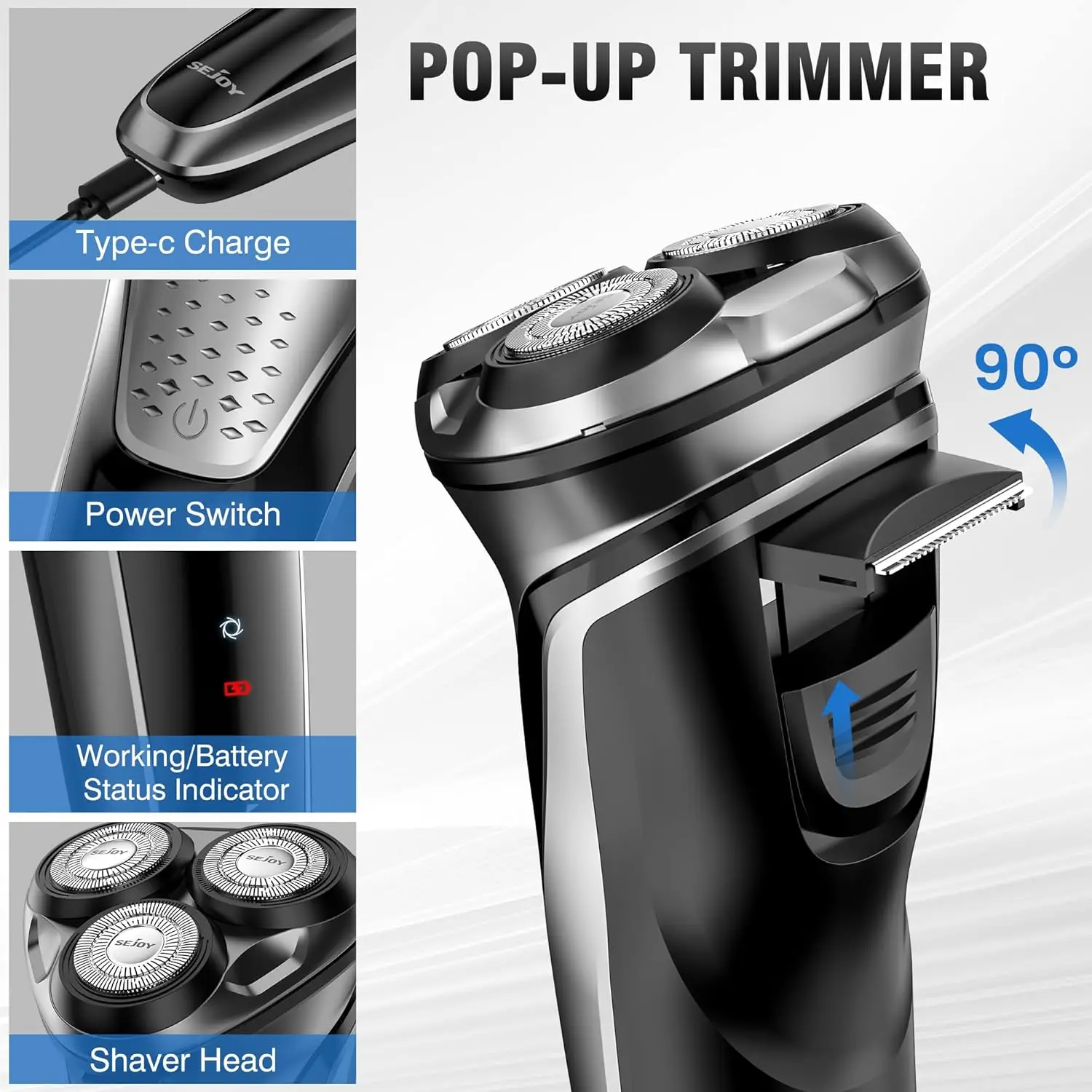 SEJOY Electric Shaver for Men Pubic Hair Razor Waterproof IPX7
