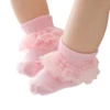 FOCUSNORM 0-12M Baby Girls Boys Socks 5 Colors Solid Cute Frilly Lace Flowers Birthday Gift Socks 5