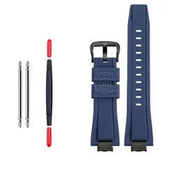 Premium Waterproof Silicone Sports Watch Band Strap - Durable Modified Rubber Design for GST-B400mm (Blue black pin)