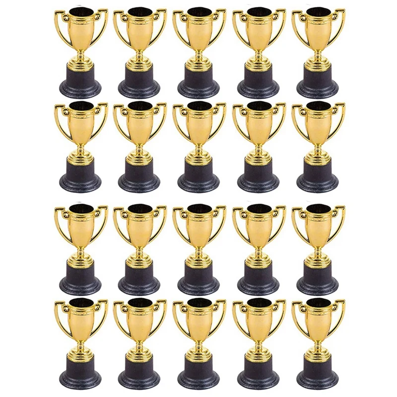 40PCS Mini Plastic Gold Cups Trophies For Party Children Early Learning Toys Prizes Children's Holiday Trophy Reward