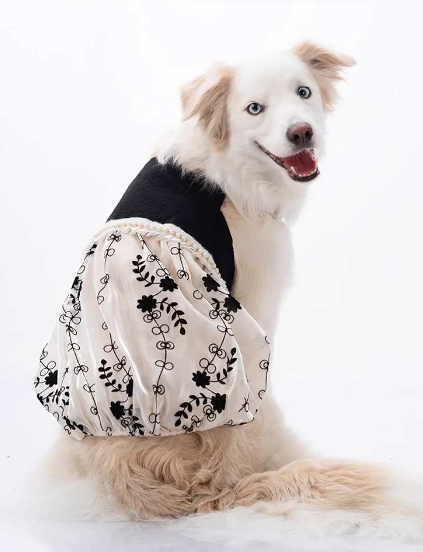 Large Dog Floral Dress Breathable Clothes for Medium and Big Dogs Soft Pet Costume Spring Summer