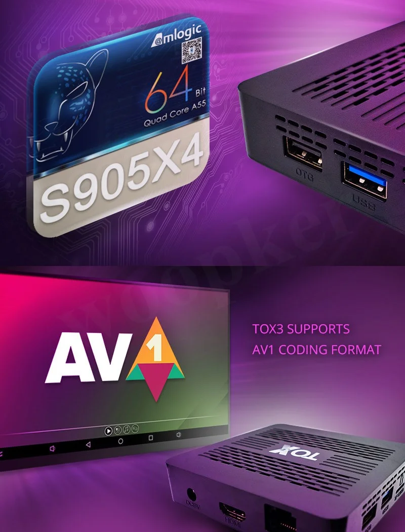 Woopker-TOX3 TV ڽ, ȵ̵ 11, 4G, 32G, Amlogic S905X4, 2T2R,  , 1000M ͳ, BT4.1 , AV1, 4K, DLNA ̵ ÷̾ 2G