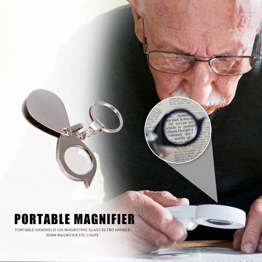 Portable 15X Folding Keyring Magnifier Key Chain Magnifying Glass Pocket Tools