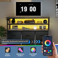 JHK TV Stand Dresser For Living Room With 6 Fabric Drawers Storage Up to 45 inch TV Wood Top TV Media Console Table Cabinet 5