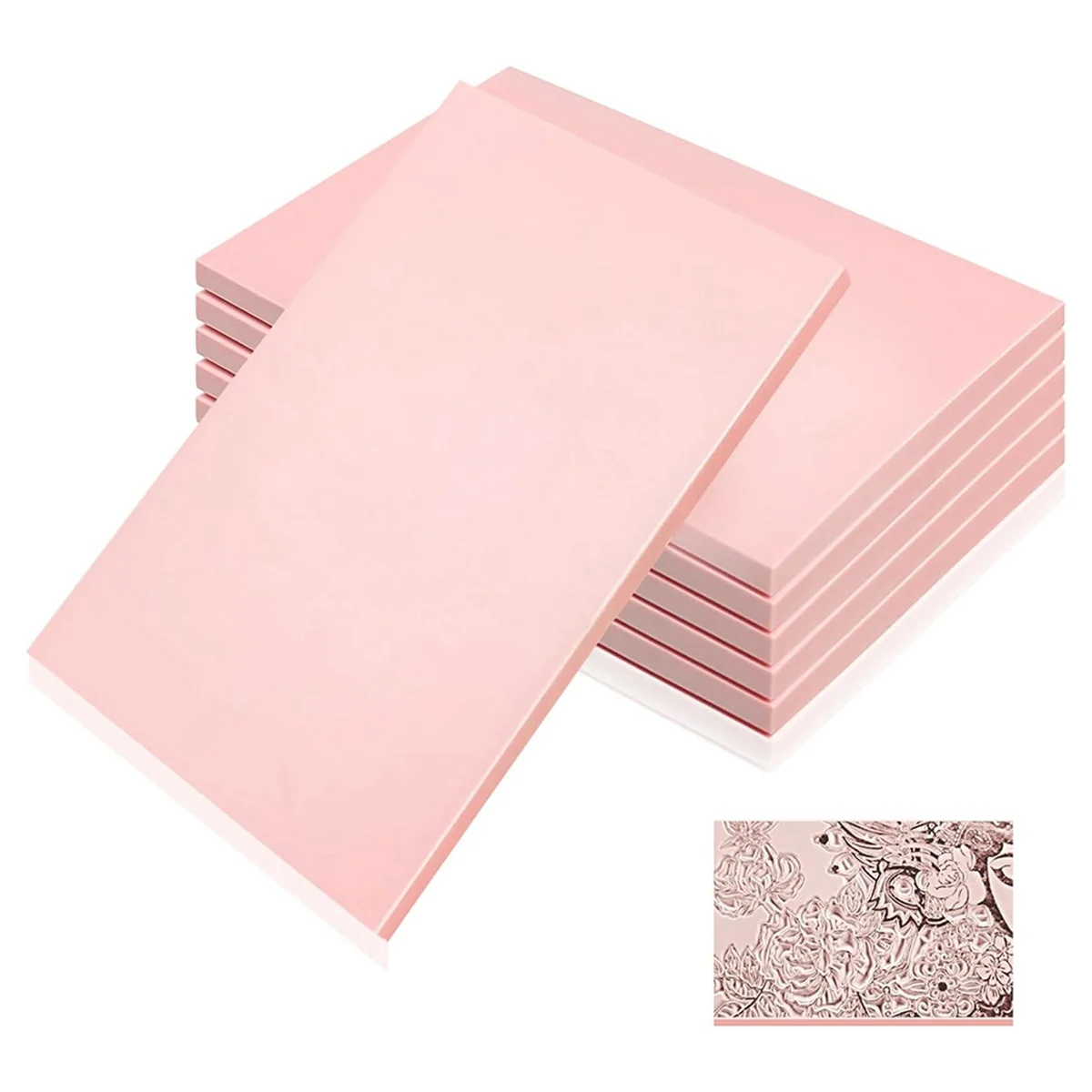 6 Pcs Pink Rubber Block Stamp Rubber Carving Linoleum Blocks Carving Block for Soft Stamp Crafts
