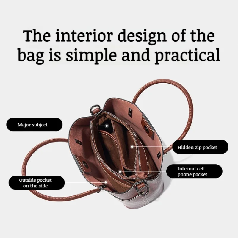 حقيبة دلو ذات سعة كبيرة للسيدات ، حقيبة جلد البقر...