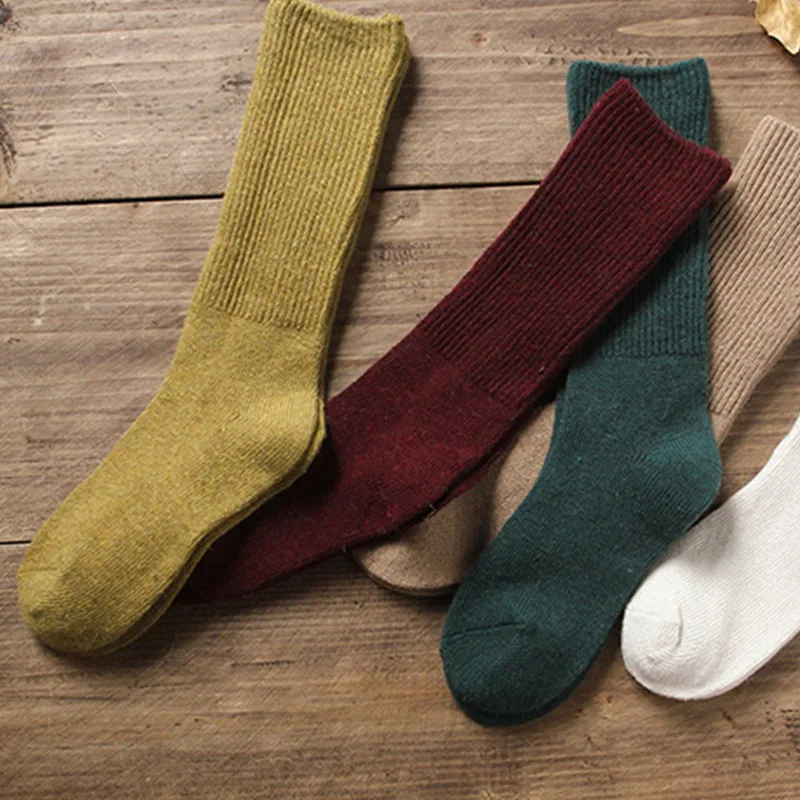 

Autumn And Winter Imitation Rabbit Wool Women's Pile Socks Solid Color Women's Medium Tube Wool Socks Versatile Women's Socks