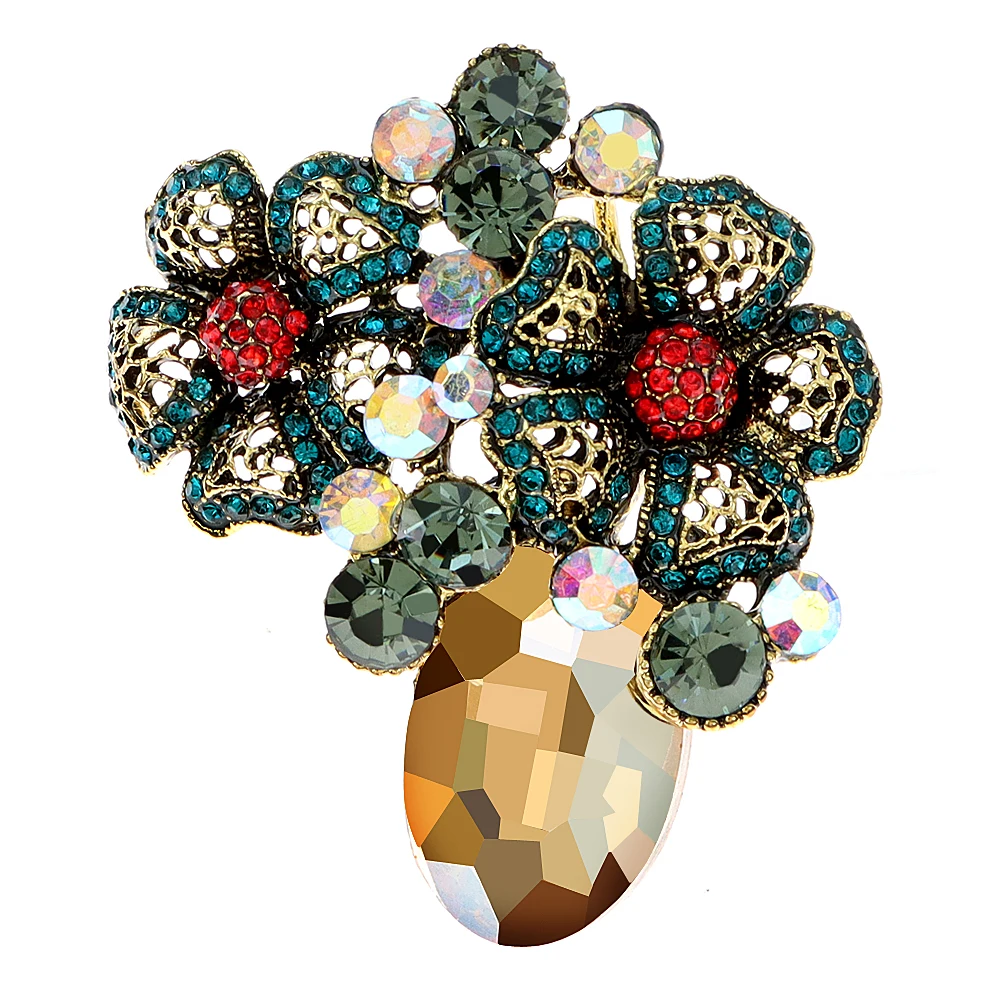 CINDYXIANGRhinestoneLargeFlowerBroochesForWomenBeautifulParty