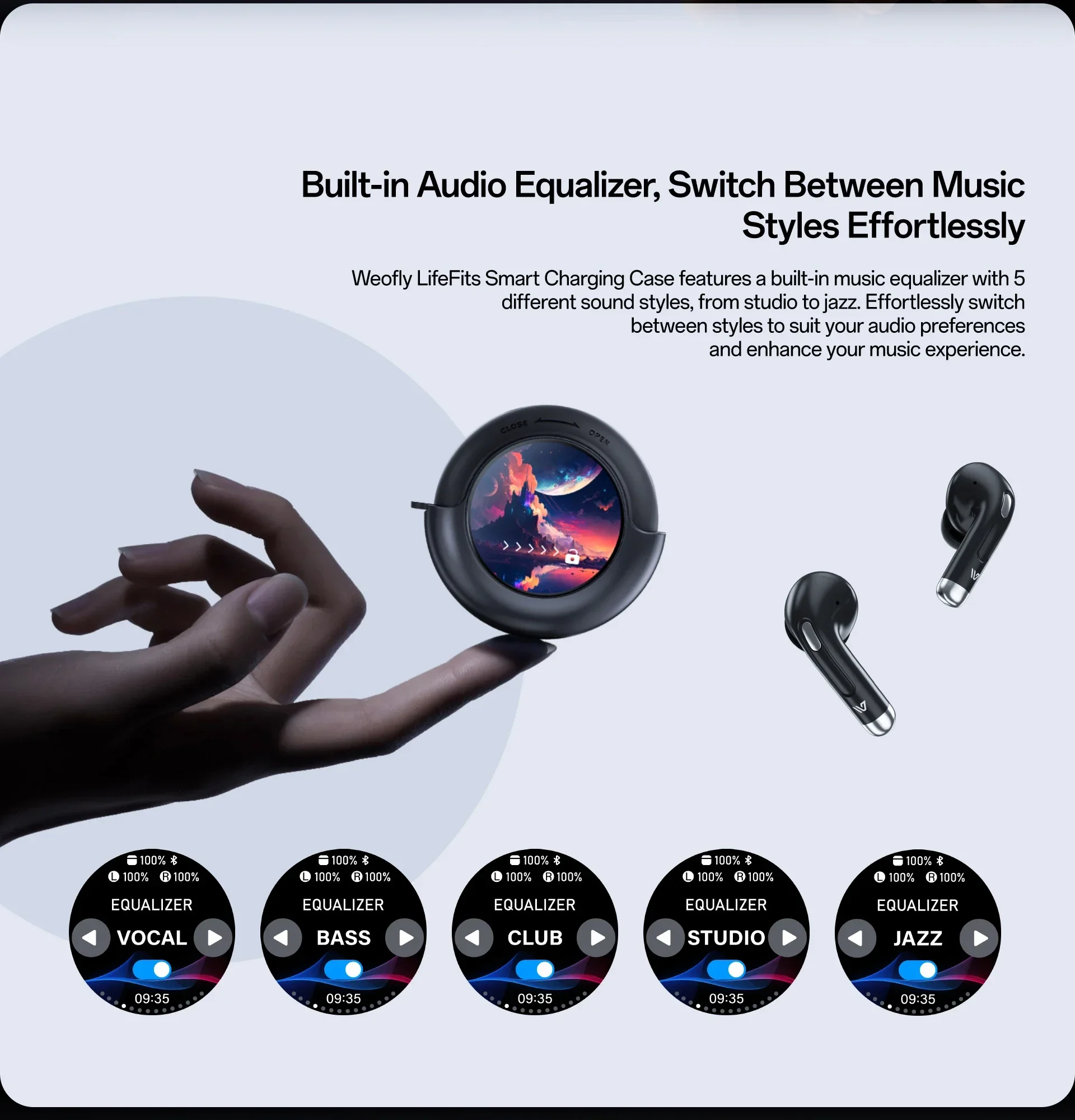 In Ear Wireless AI Earbuds Bluetooth 54 30Hrs Playtime Smart Case with Screen 13mm Driver USB C Fast Charging Gift