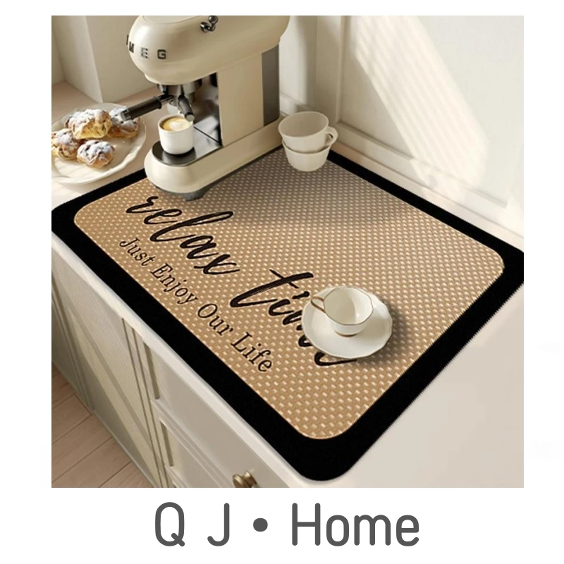 

Super Absorbent Coffee Drain Pad Tableware Draining Pad Quick Dry Rug Kitchen Dinnerware Placemat Printed Dish Drying Mat