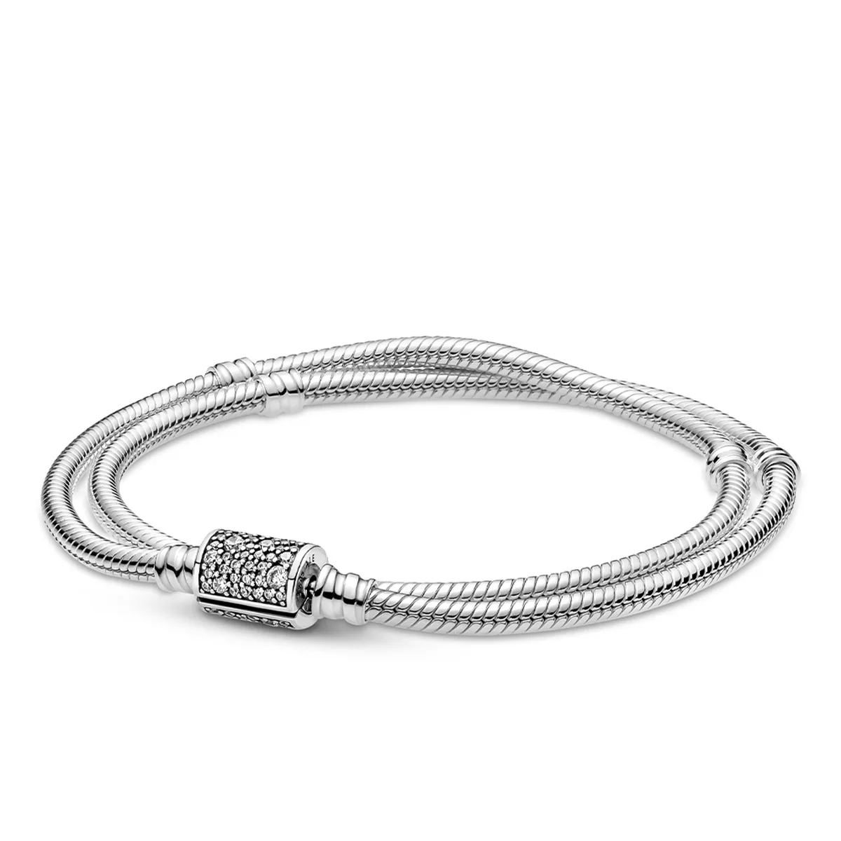 

Authentic 925 Sterling Silver Double Wrap Barrel Seashell Clasp Bracelet Bangle Fit Bead Charm Diy Fashion Jewelry