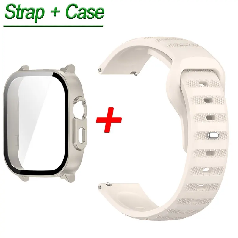 Silicone Strap and Tempered Glass Shell with Soft Bracelet Band for Smart Watch - Stylish Protective Accessories