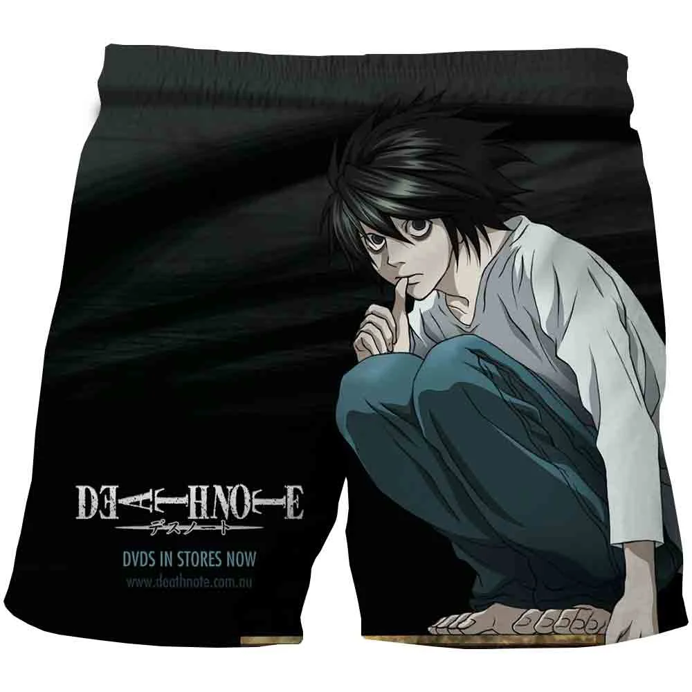 

2022 Summer Men Shorts Death Note Anime 3d Print Unisex Beach Shorts Casual Streetwear Harajuku Style Fitness Shorts Short Homme