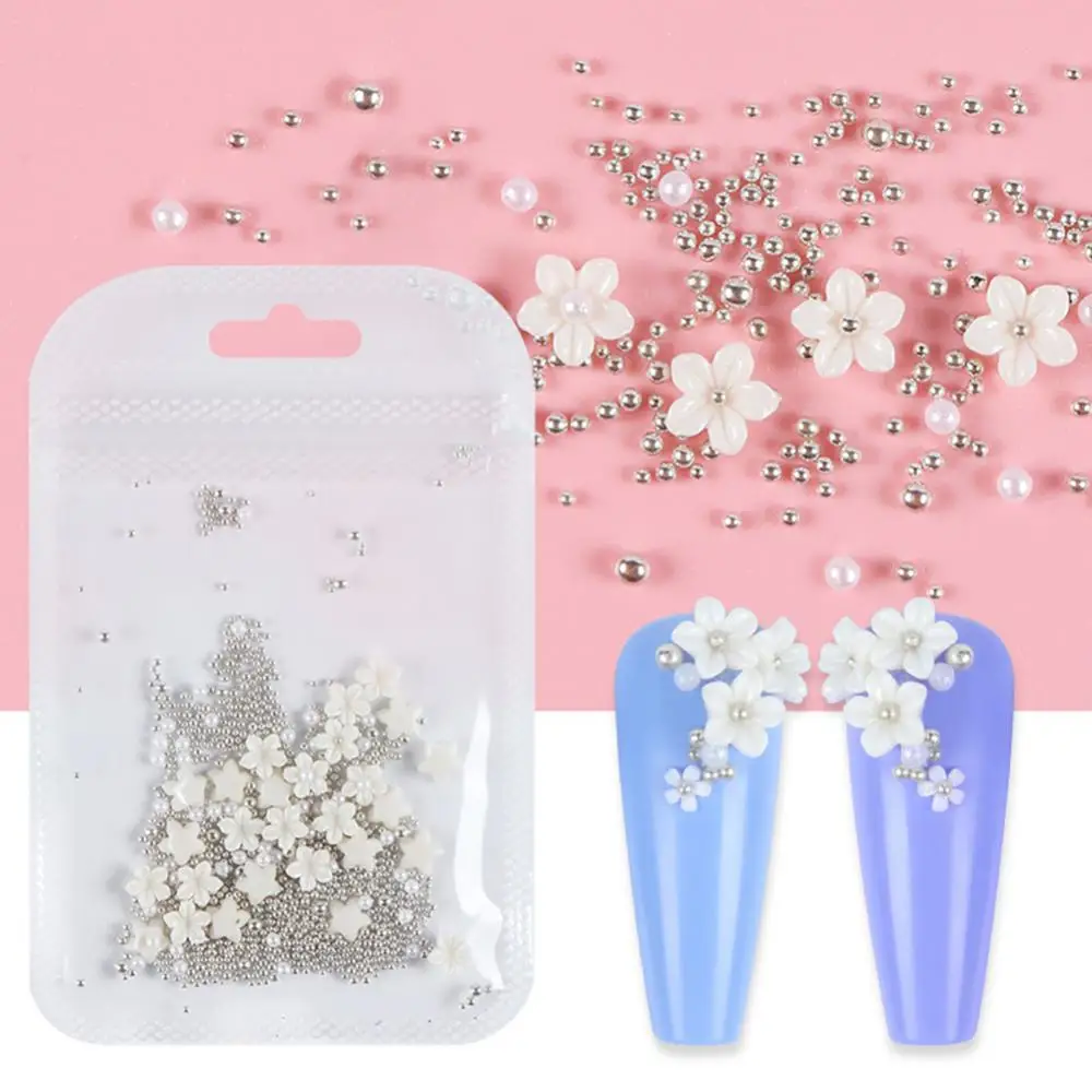 50pcs 3d Flower Nail Art Acrylic Decoratio Resin Moon Nails Art Accessories  Mixed Designer Charms Pearl For Nails Parts 7mmx7mm - Rhinestones &  Decorations - AliExpress
