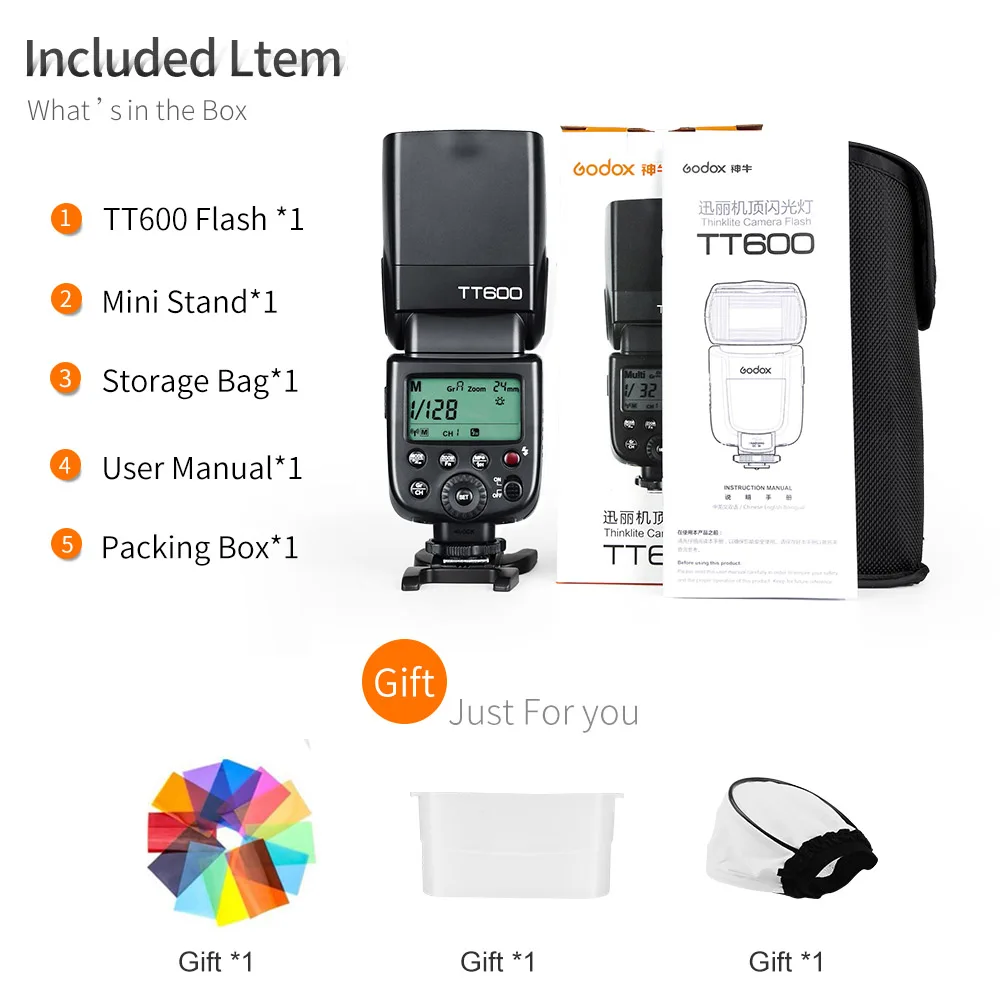 Godox TT600 TT600-S 2.4G Wireless GN60 Master/Slave Camera Flash Speedlite for C