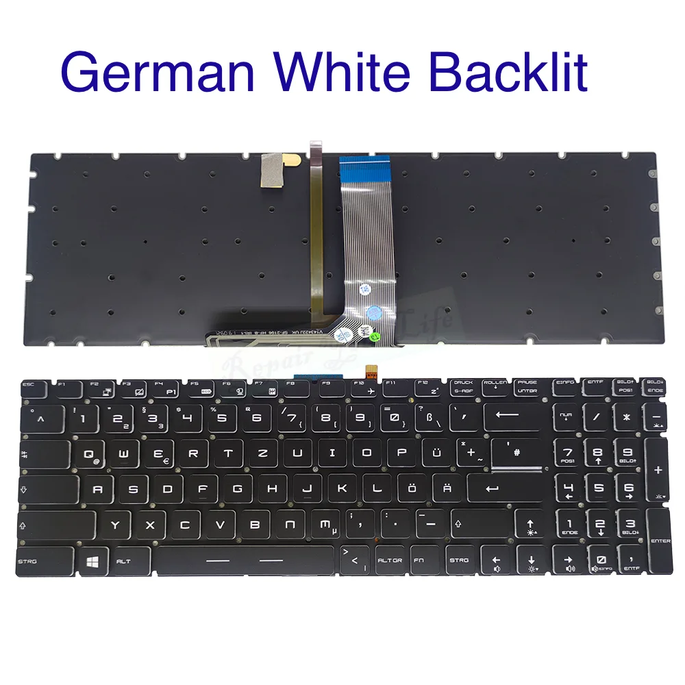 Teclado Retroiluminado Italiano para Msi Fino Francês e Alemão Gf75 8rc 9rd 9rd 9sc 9se Ms17f1 Ms-17f2 17f3 Gv62vr Gv72vr 7rf Eua la fr gr - Imagem 6