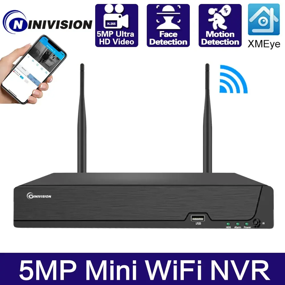 8Ch H.265 3Mp 4Ch 5Mp Wireless Nvr Recorder Wifi Cctv Camera System P2P Ip Camera Videoregistratore Di Rete Nvr Per Icsee Xmeye App