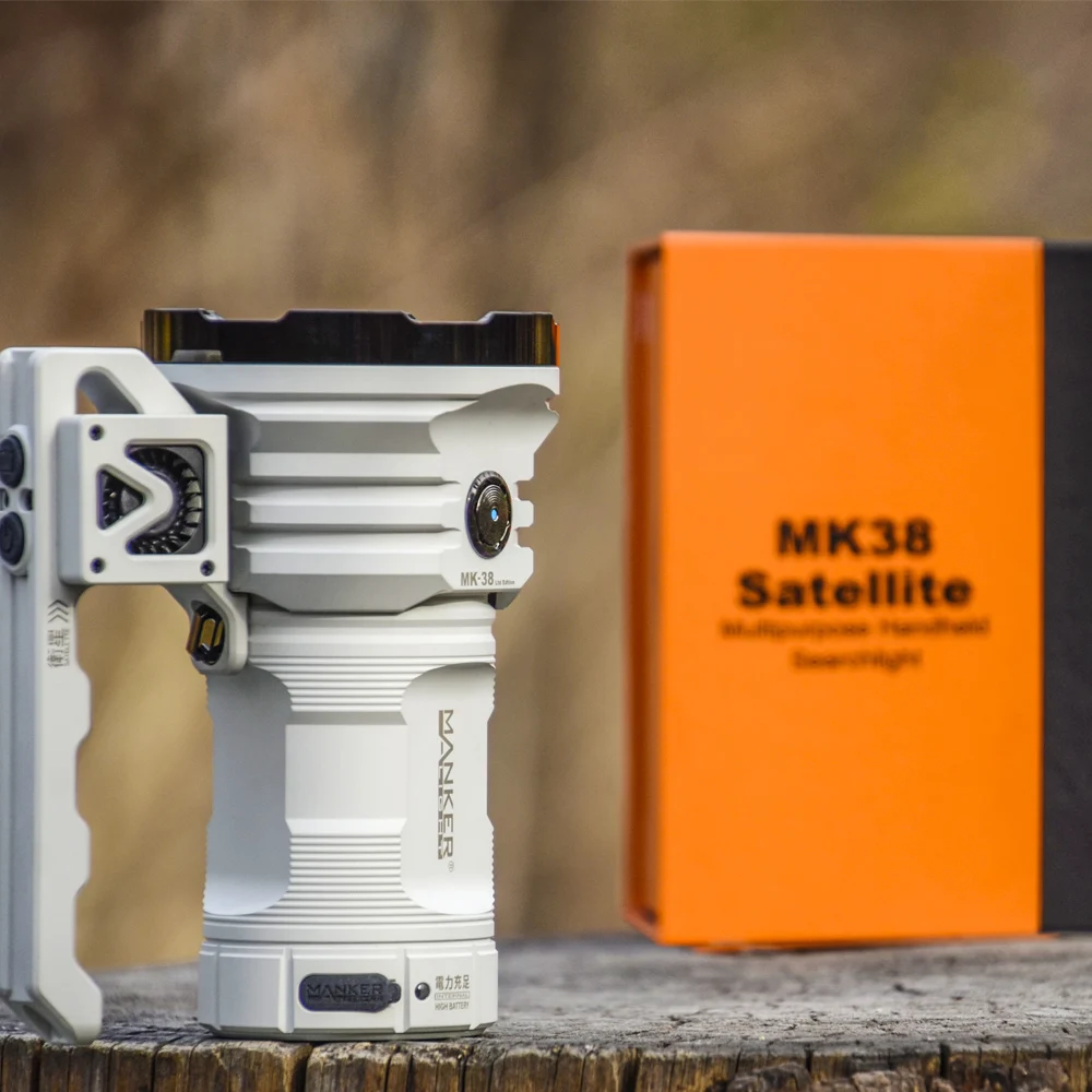Manker MK38 High Power Flashlight XHP70 2 LED Torch w Active Cooling Module Portable for Camping