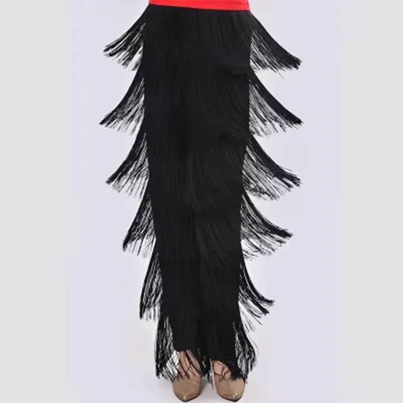 Children Latin Dance Fringed Trousers Girls Modern Ballroom Dancing Long Pants Dancewear Performance Costumes For Kids