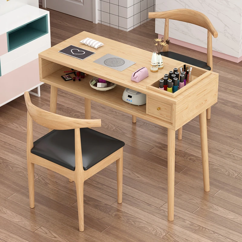 Wooden Japanese Nail Table Simple Design Retro Exquisite Nail Table Nordic Reception Mesa De Manicure Salon Furniture HD50ZJ