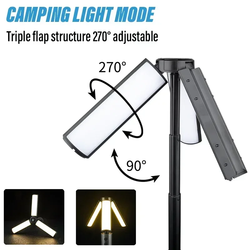 Camping Light Folding Portable Flashlight Telescopic Lantern USB Rechargeable Camping Lantern Outdoor Tent Lamp with Stand Base