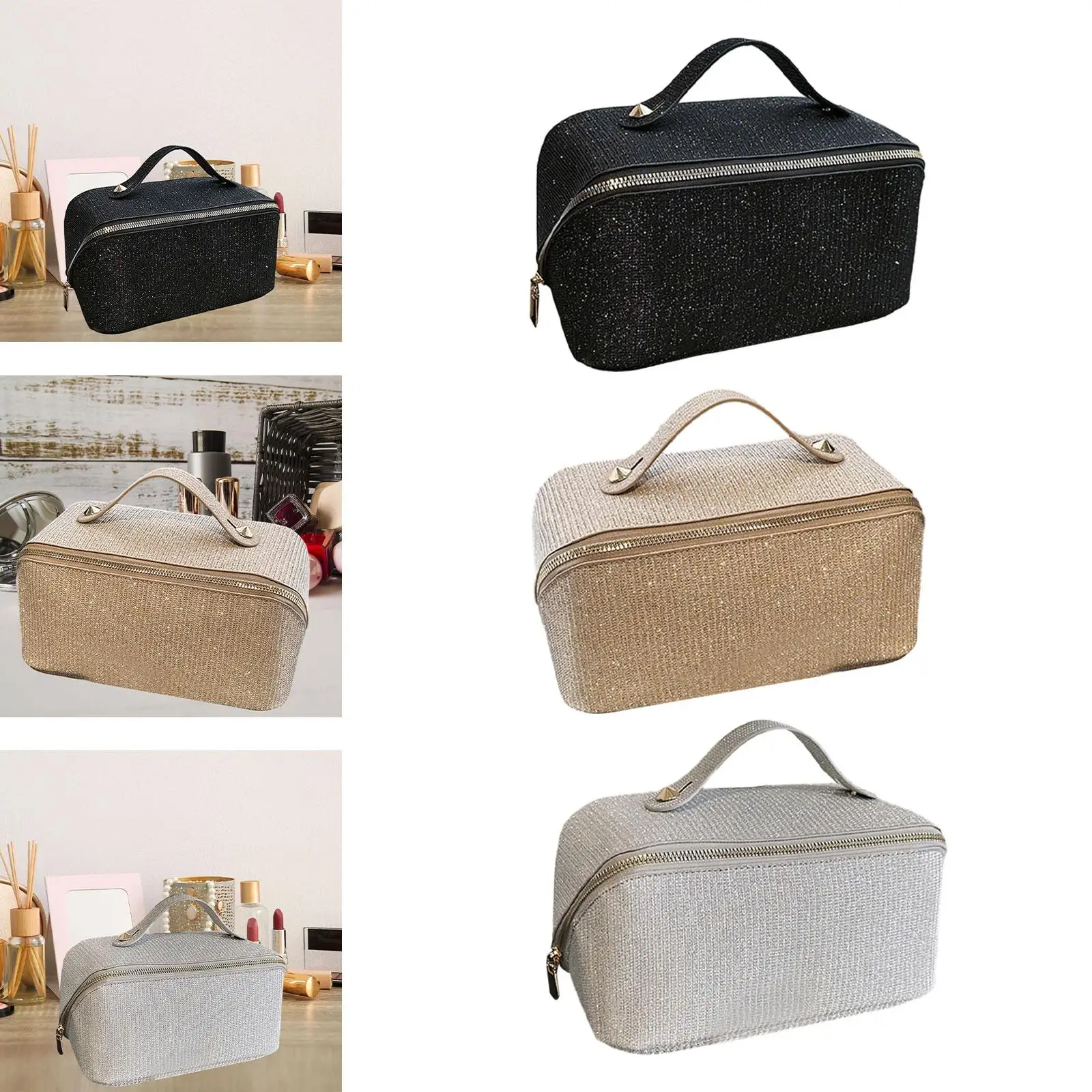 Open Flat Toiletry Bag Travel Essentials Dustproof Multipurpose Cosmetic Pouch for Traveling Business Trip Cosmetics Toiletries