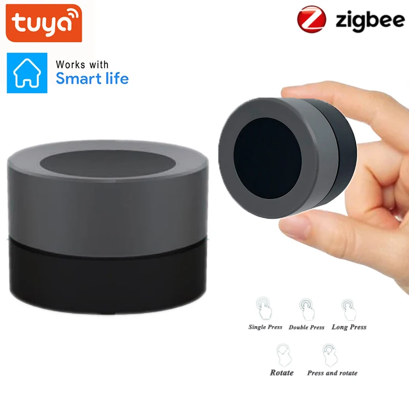 

ZigBee Smart Knob Scene Switch Wireless Button Controller Press Rotate Remote Automation Via Tuya Smart Life Gateway Smart Home