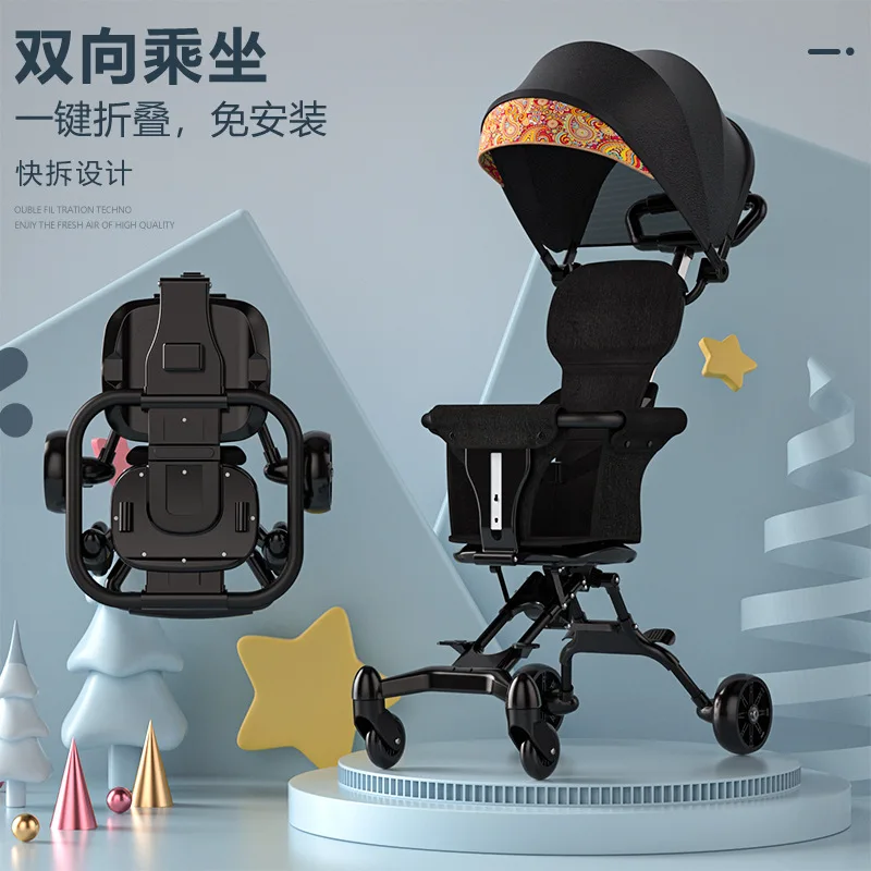 

Baby Walking Artifact Trolley Light Folding Boarding Two-way Walking Baby Artifact Free Installation Baby Stroller 2 In 1