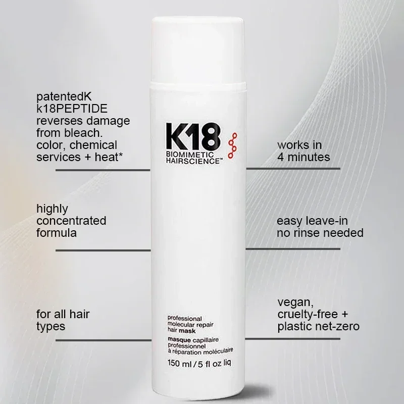 Hair Mask 150ml K18 Leave-in Molecular Hair Mask Original Repair Molecular Hair Damaged Dry Frizz 4-minute Care Moisturizing Treatment