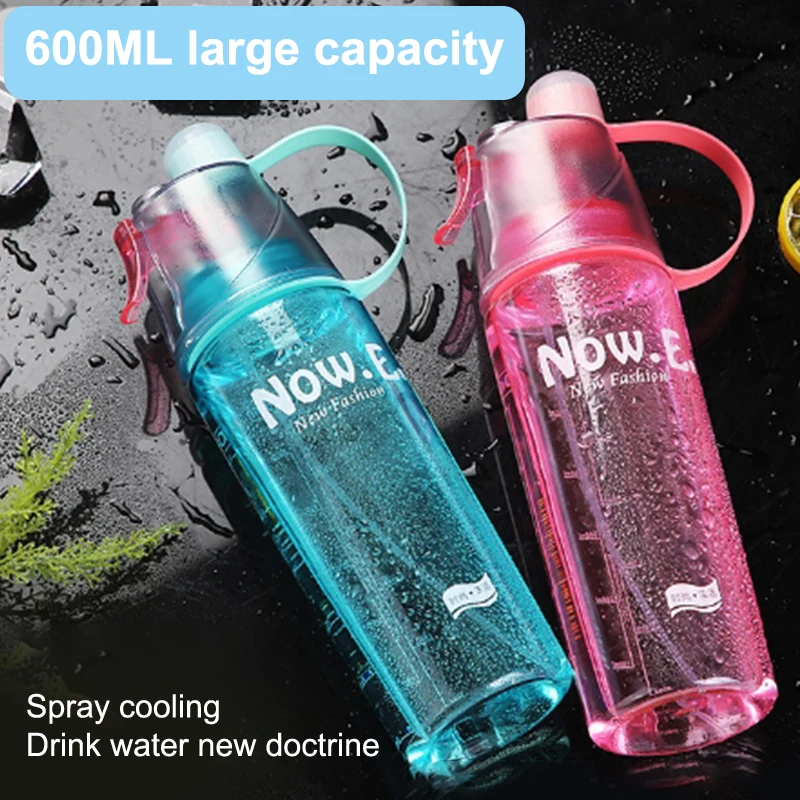 2 In 1 Sports Water Drinking Bottle Misting Spray