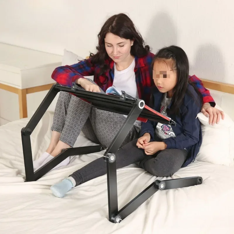 OMAX Folding Table Extended and Raised Laptop Desk Portable Bed Lazy Person Stand Learning Workbench