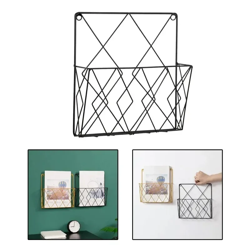 Iron Newspaper Storage Rack Books Organizer, Standing Basket Hanging Magazine Holder, for Home Study Room Newspapers Books files