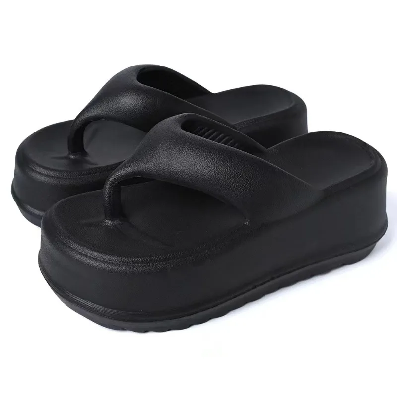 

New Summer Flat Slippers Women Genuine Leather Black White Flops Thick Sole Mules Casual Comfort Slides Woman