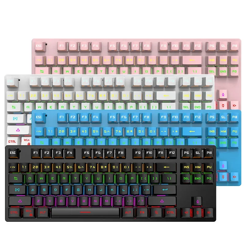 

K7 Office Computer Mechanical Wired Keyboard Abs Keycap 87 Key Gaming Esports Luminous Mechanical Keyboard Splash Proof Gifts