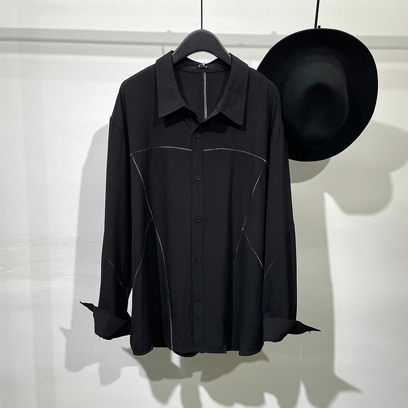 

Autumn New Dark Series Individual Stitching Loose Long Sleeve Shirt Men's Fashion Design Sense Simple Casual Top