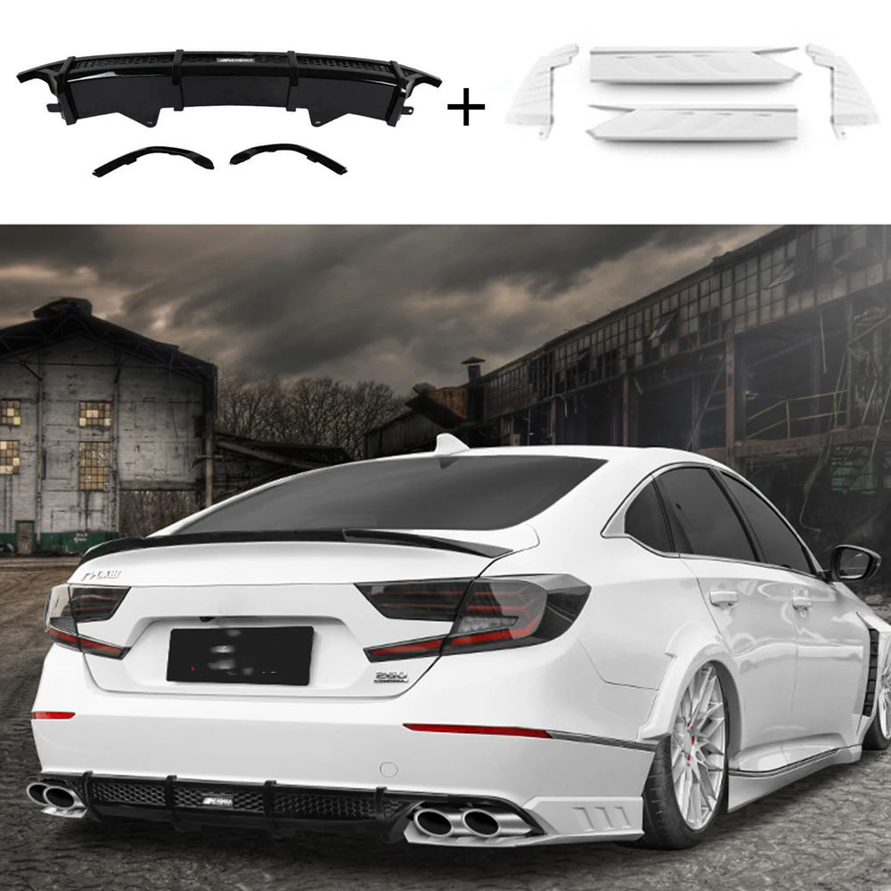 

Car Rear Bumper Diffuser Lip Guard Lower Spoiler & Side Lip Molding Corner Cover Trims For Honda Accord 10th 2018 2019 2020