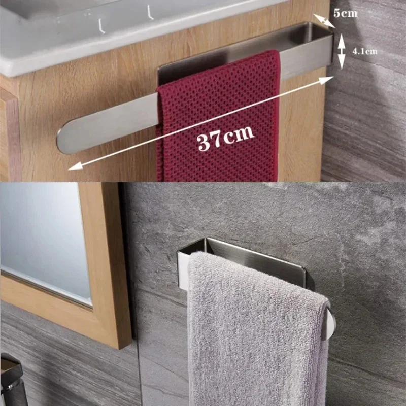 Towel Rack Non-punched TowelRack Bathroom Racks Self-adhesive Bathroom Kitchen Toos Towel Hand Towel Rack Storage Holder 2025