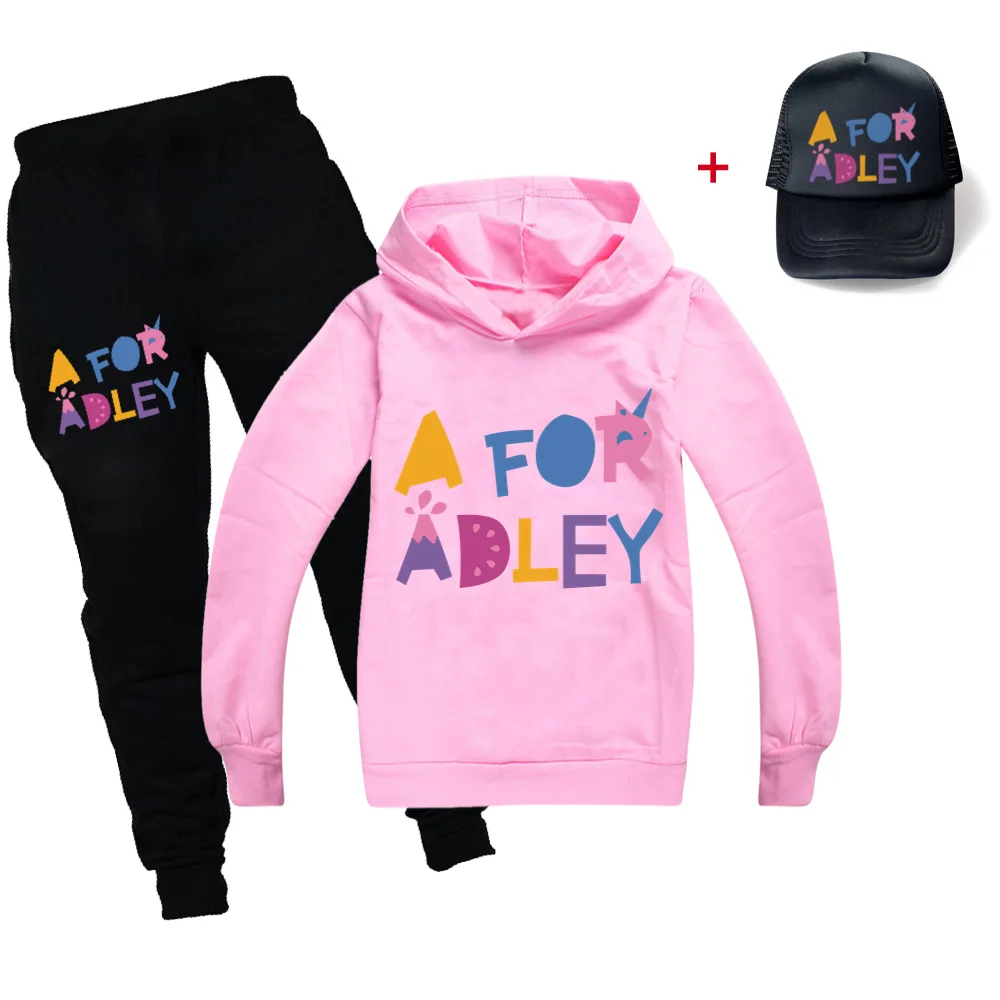 

A for Adley Boys Clothes Cotton Kids Autumn T Shirt Pants Hats Suit Teenage Thin Hoodied Tracksuit Clohtes Girls Sweatshirt