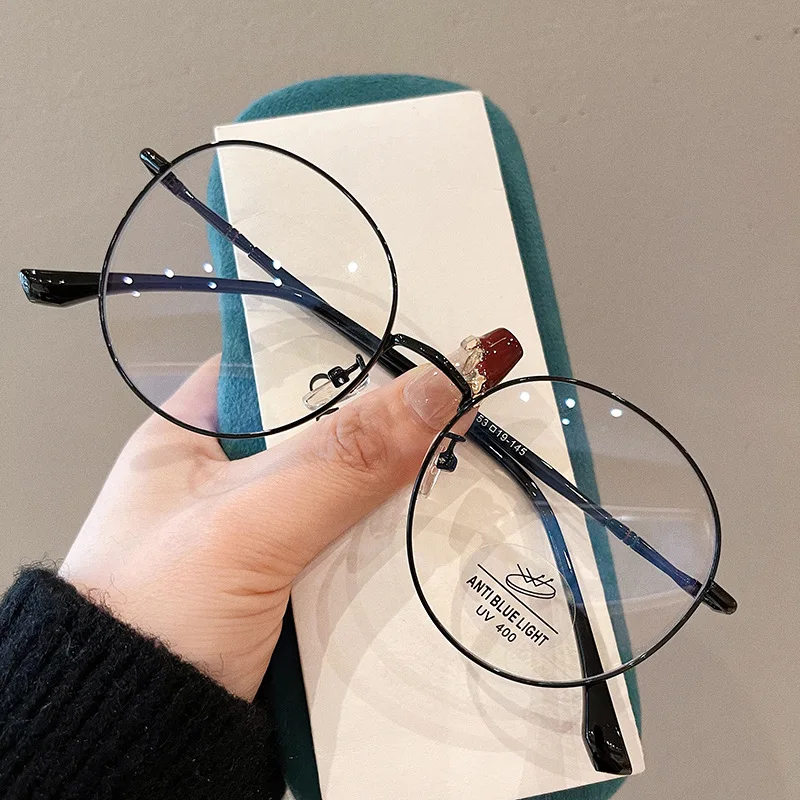 Classic Blue Light Blocking Women Glasses Frame Fashion Round Metal Reading Eyewear Optical Prescription Presbyopia Eyeglasses 2