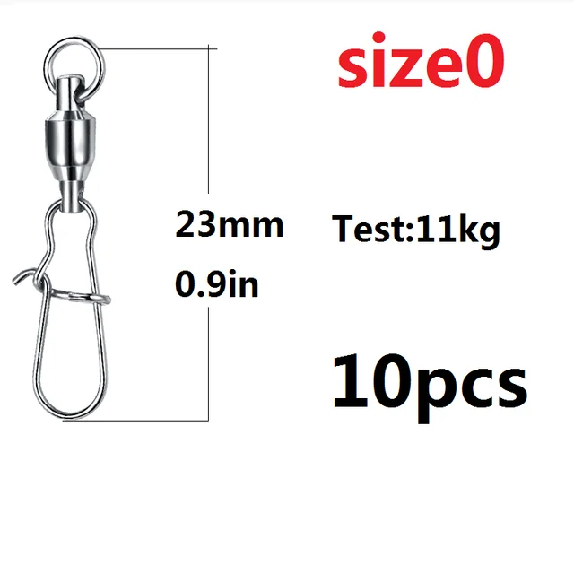 10PCS/lot Stainless Steel Fishing Connector Swivels Interlock Rolling with Hooked Bearing Fishhook Lure Tackle Accessories 23mm 0.9in  11KG