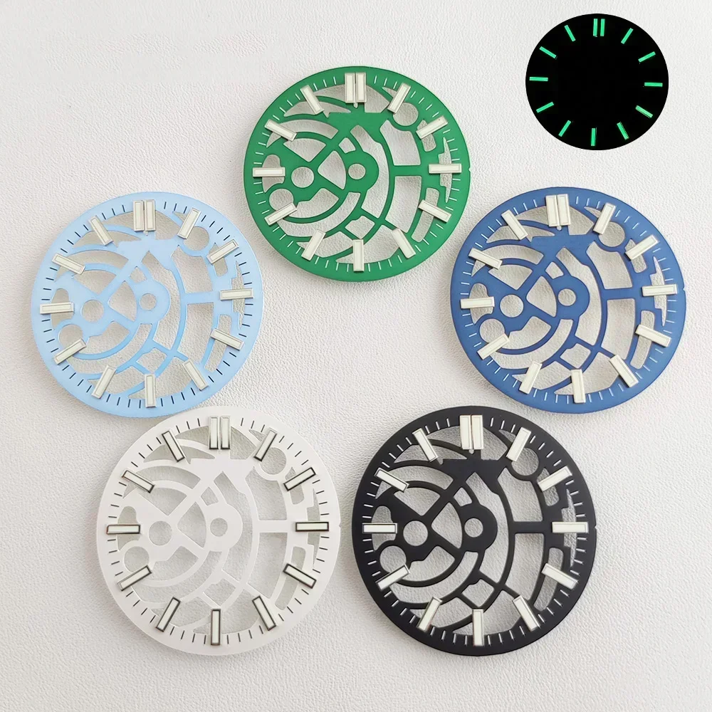 

28.5mm NH70/NH72 Hollowed Out Dial Watch Dial S Dial Green Luminous Suitable for NH70/NH72 Movements Watch Accessories Repair