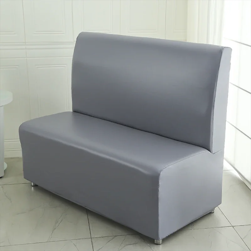 Armless Sofa Cover Hotel Restaurant Home Internet Bar Cafe Stretch Slipcover All-inclusive PU Leather Spandex Couch Cover 3