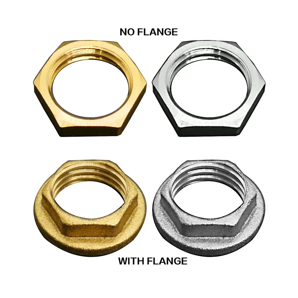1/8" 1/4" 3/8" 1/2" 3/4" 1" BSP Female M10/12/14/16/18 Brass Hex Lock Nut With/No Flange Nickel Plated pipe fitting water pipe fitting hose pipe fitting