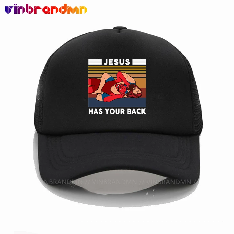 Retro Wrestling Jesus Ha La Tua Schiena Berretti Da Baseball Unisex Summer Mesh Cap Hip Hop Casual Trucker Cap Jesus Style Cap Dropshipping
