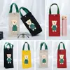 Cute Bear Portable Water Bottle Handbag Insulated Cup Cover Holder Hand Carrying Camping Cup Bag Canvas Printed Umbrella Bag