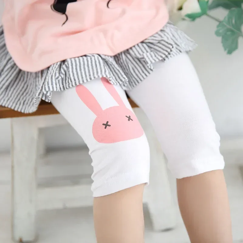 Summer Girls Leggings Children Casual Knee Pants Elastic Cotton Candy Color Kids Capris Girl Skinny Pants