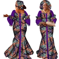 Robe africaine longue avec écharpe pour femmes, vêtements africains, design de mode, nouveau bazin, WY2347 3