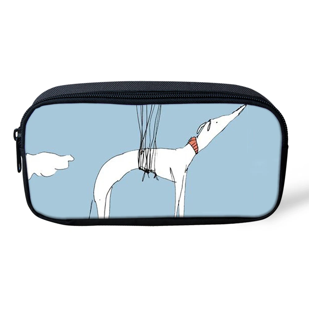 Creative Greyhound Pattern Pencil Bag Custom Pencil Case Zipper Stationery Bag Birthday Gift Free Shipping