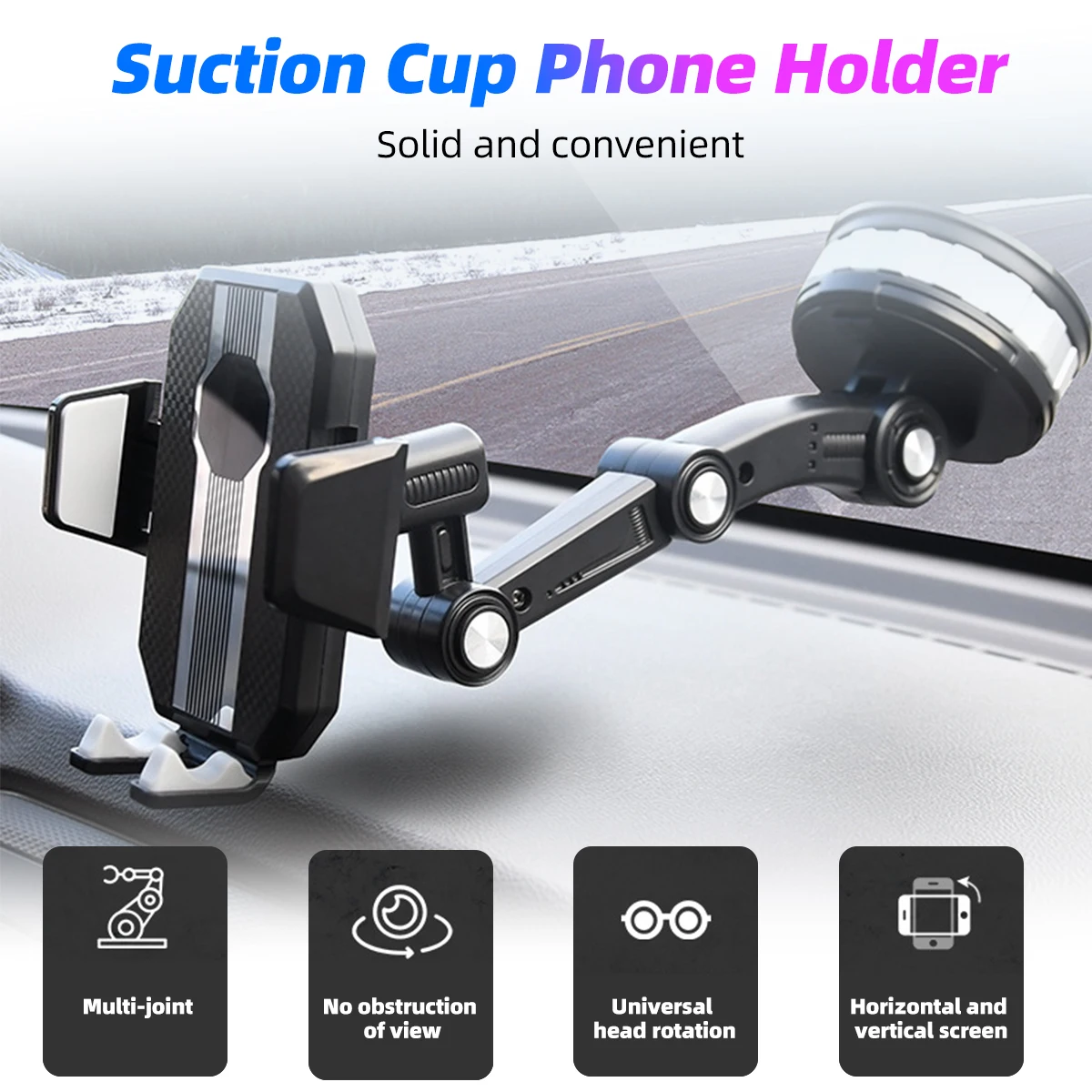 Car Phone Holder Universal Large Truck Extended Suction Cup Type Fixed Shockproof Mobile Phone Stand GPS Navigation Sucker