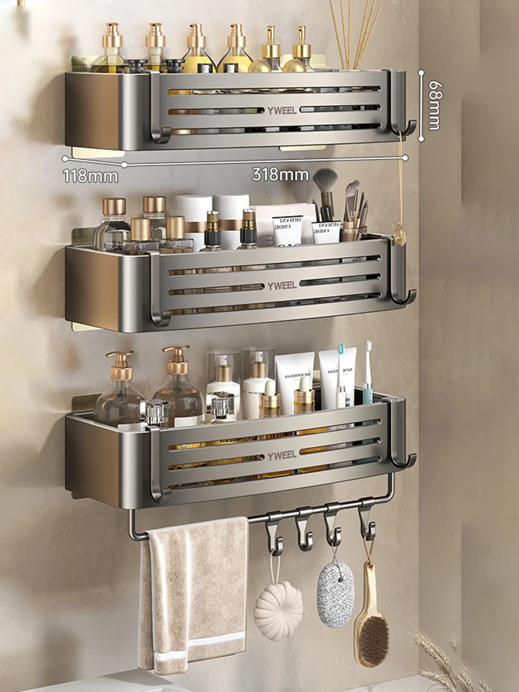 

Настенная полка для ванной комнаты, 1-3 этажа, без сверления, полка для душа, органайзер для макияжа, полка, подставка для шампуня, аксессуары для ванной комнаты